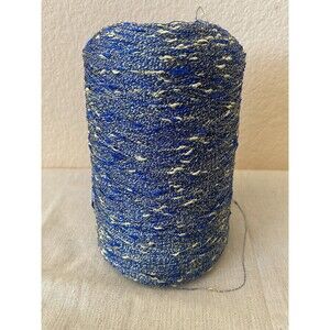 Fancy Cone Yarn Gold Blue Mix Slub Thread Needlework 690g  #547